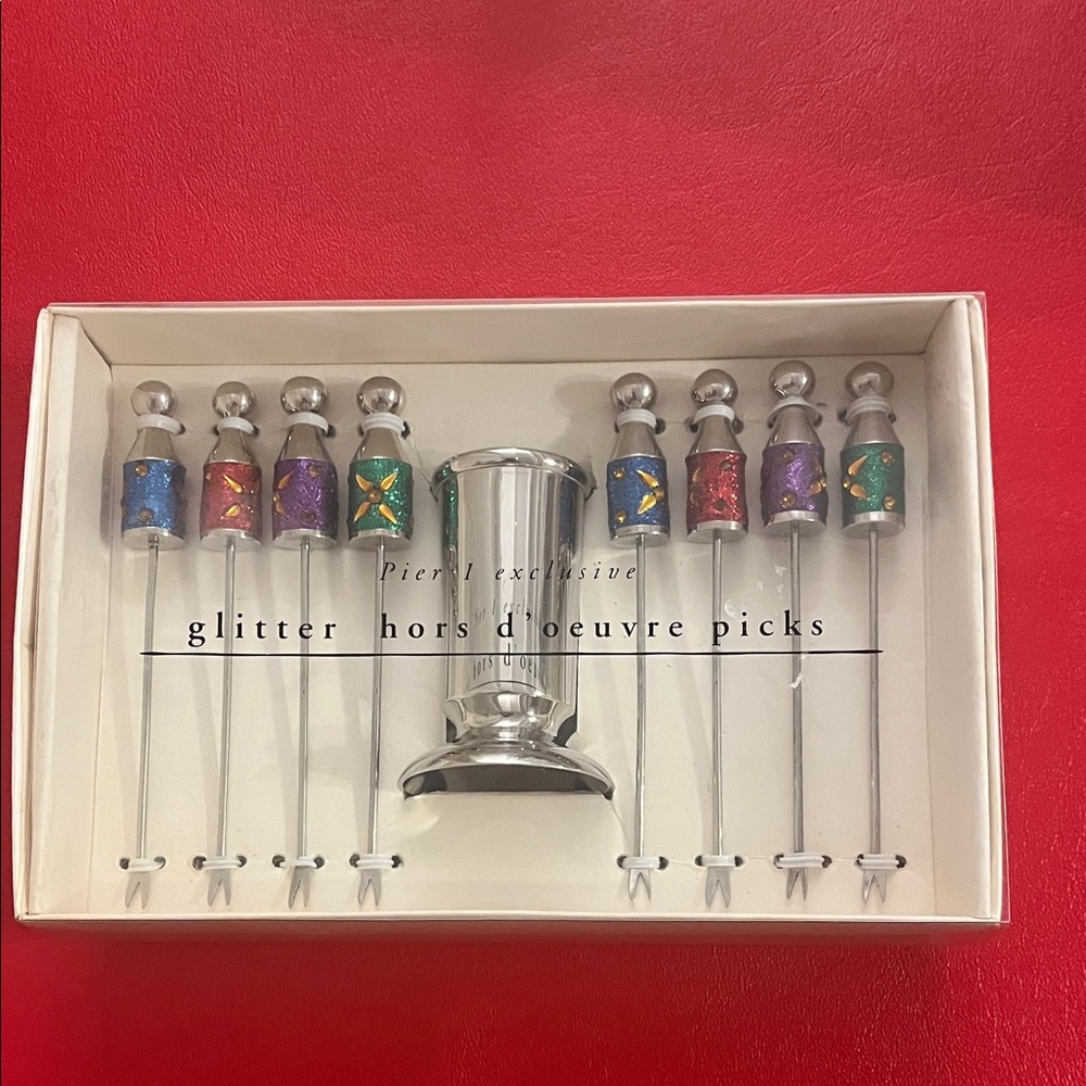 Pier 1 Glitter Hors d'Oeuvre Picks - Silver and Multicolor